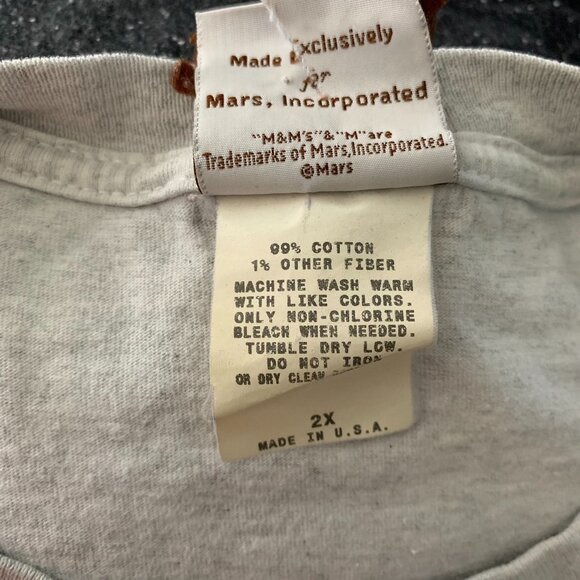 Vintage 90s M&Ms World Las Vegas T Shirt 2XL Grey Short Sleeve Snack Candy - Picture 7 of 7